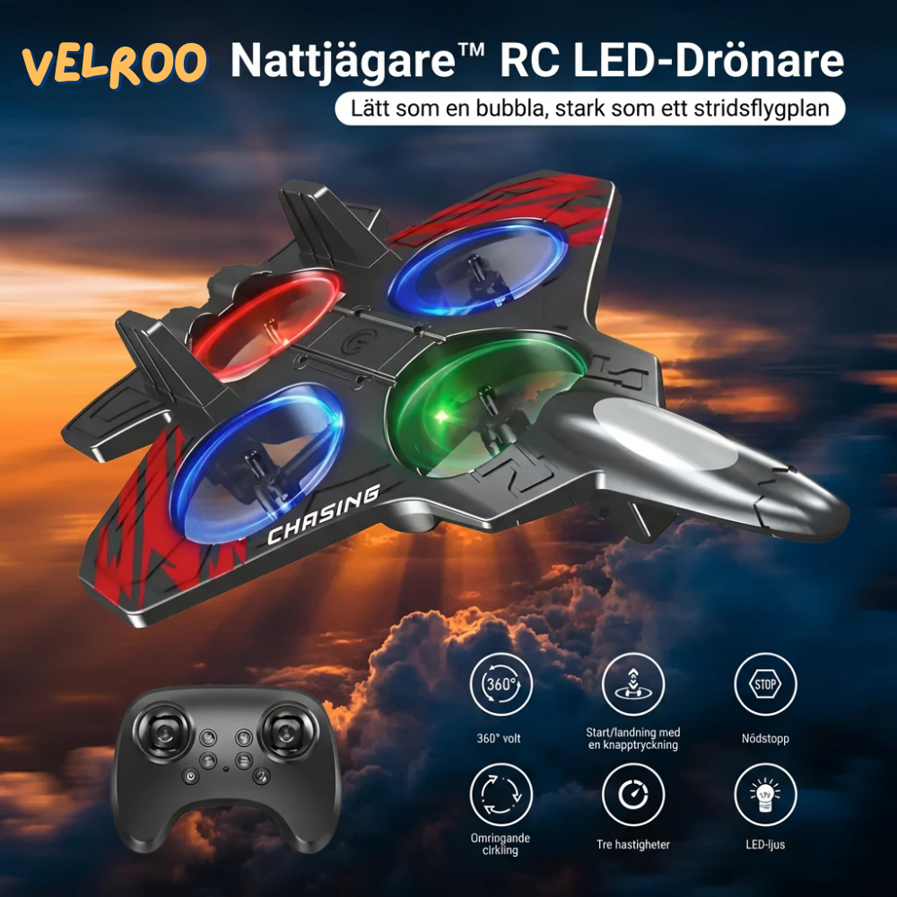 AeroLjus™ RC LED-drönare – lys upp natten med full kontroll