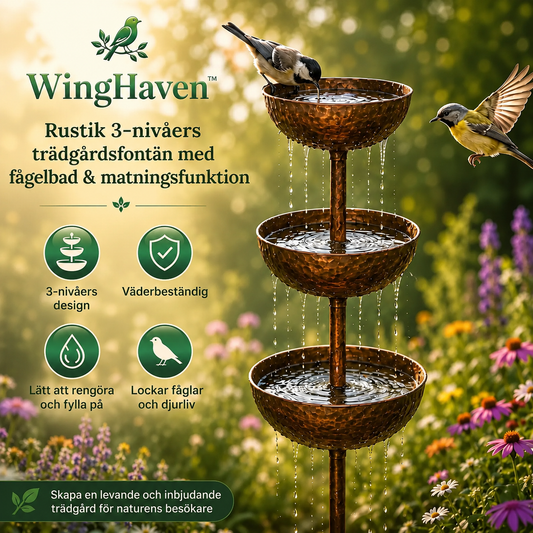 Fågelro™ | Fågelbad & matningsstation i tre nivåer