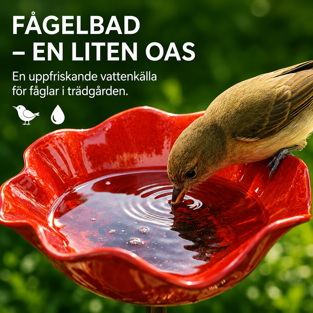VallmoBlom™ | Dekorativ fågelmatare & fågelbad
